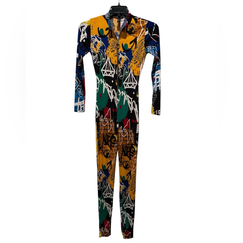 Multicolor Zip Up Jumpsuit